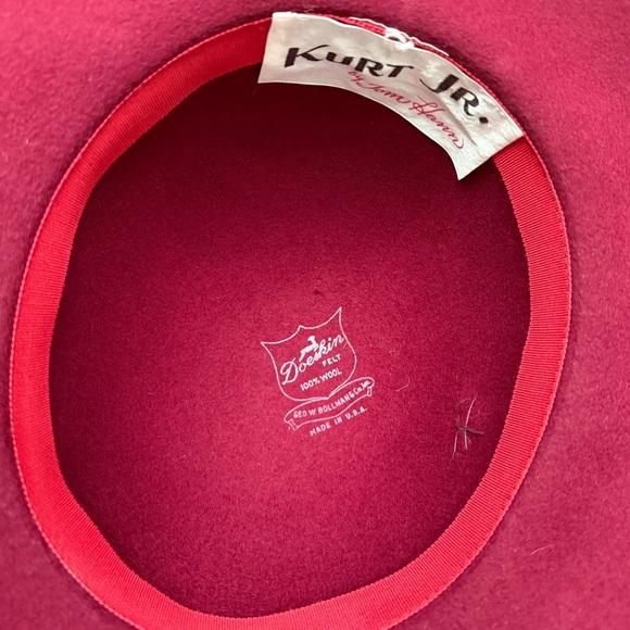 Vintage Burgundy Felt Hat Wide Brim Kurt Jr. by Tom Horn, Small Fit, Occasional - Picture 9 of 11